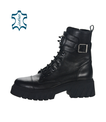 Black stylish workers with buckle 1072