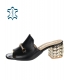 Black flip flops with decoration and stylish gold heel DSL2393